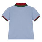 Younger Boys Blue Web Stripe Polo Shirt, 1, hi-res