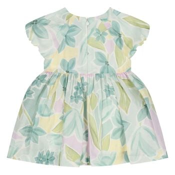 Younger Girls Green & Yellow Floral Dress