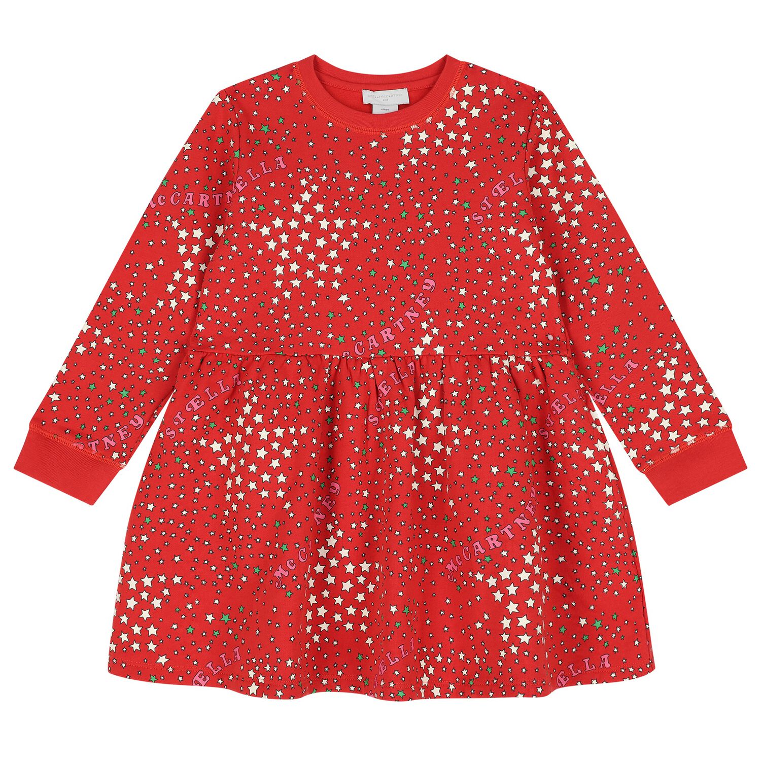 Girls Red Star Dress, 1, hi-res