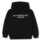 Black Logo Hooded Zip Up Top, 1, hi-res