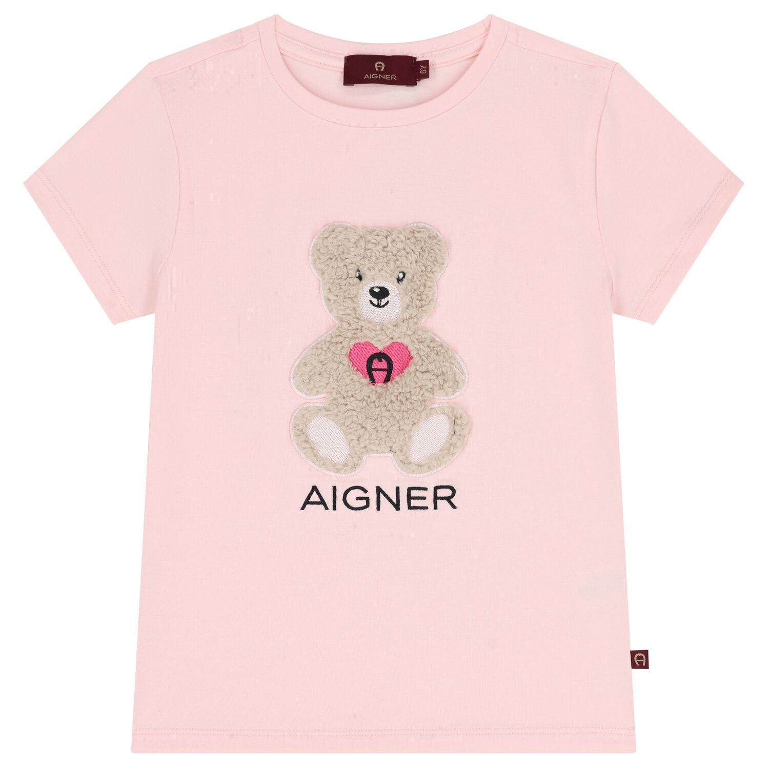 Girls Pink Teddy Bear Logo T-Shirt, 2, hi-res