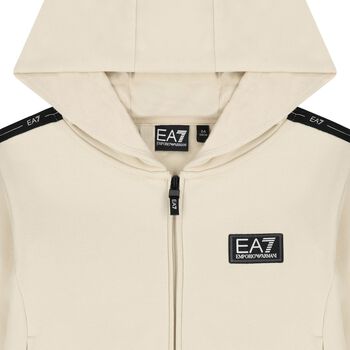Boys Ivory Logo Hooded Zip Up Top