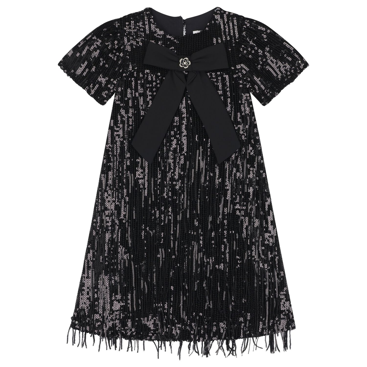 Girls Black Sequin Dress, 1, hi-res