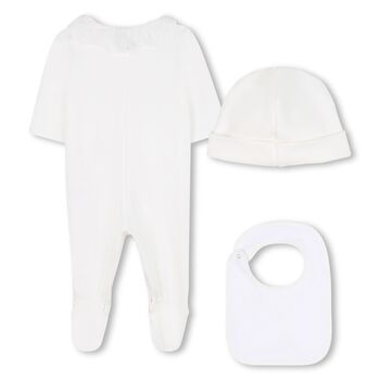 Baby Girls White Babygrow & Hat Gift Set