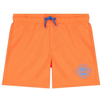 Boys Orange Logo Swim Shorts