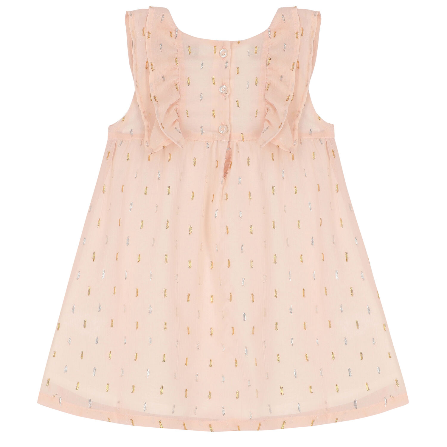 Younger Girls Pink Logo Chiffon Dress, 1, hi-res