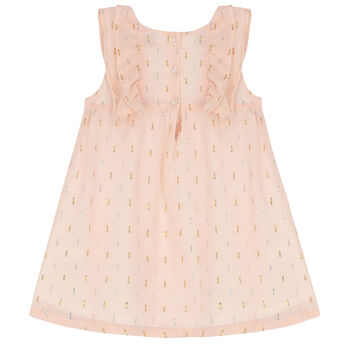 Younger Girls Pink Logo Chiffon Dress