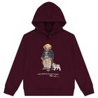 Boys Burgundy Polo Bear Logo Hooded Top, 1, hi-res