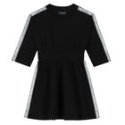 Girls Black Logo Dress, 2, hi-res