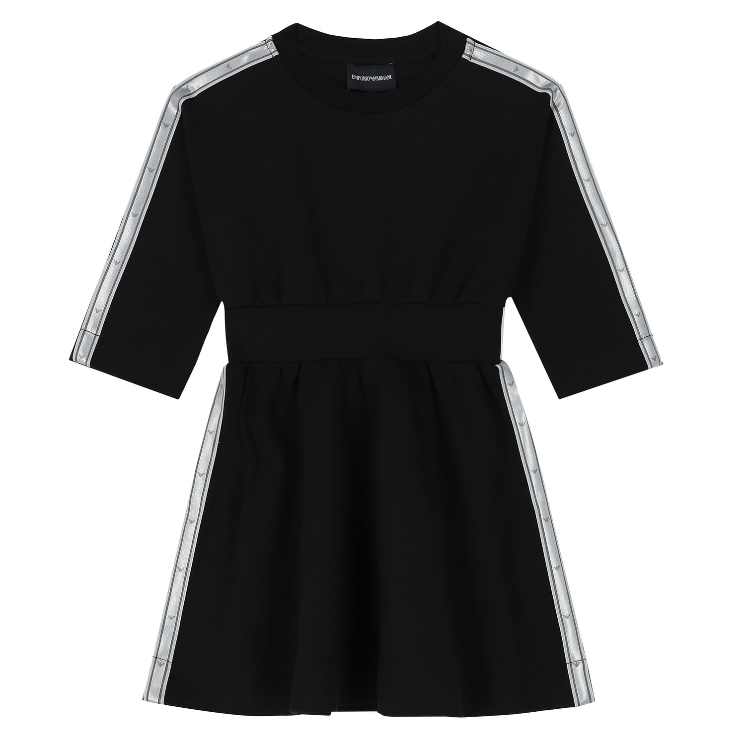 Girls Black Logo Dress, 2, hi-res