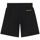 Boys Black Thunderbolt Logo Shorts, 2, hi-res