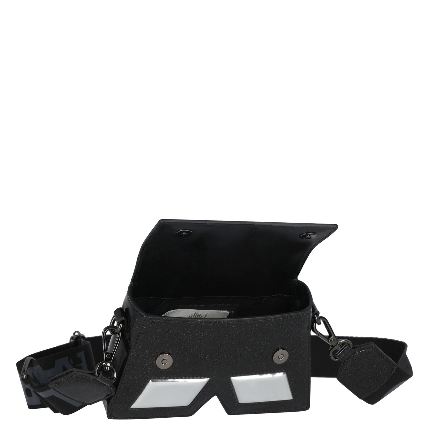 حقيبة يد للبنات بالشعار باللون الأسود, 1, hi-res