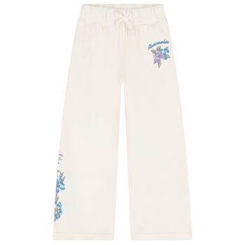 Girls Ivory Floral Logo Joggers