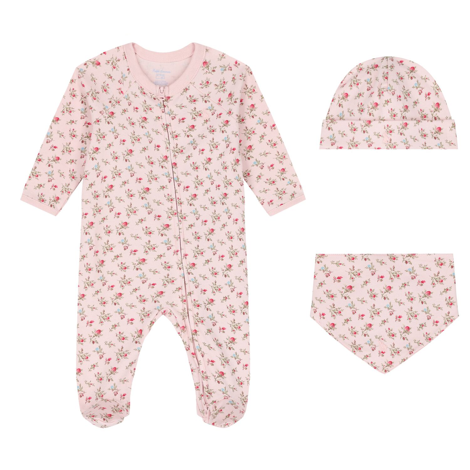 Baby Girls Pink Floral Babygrow Gift Set, 1, hi-res