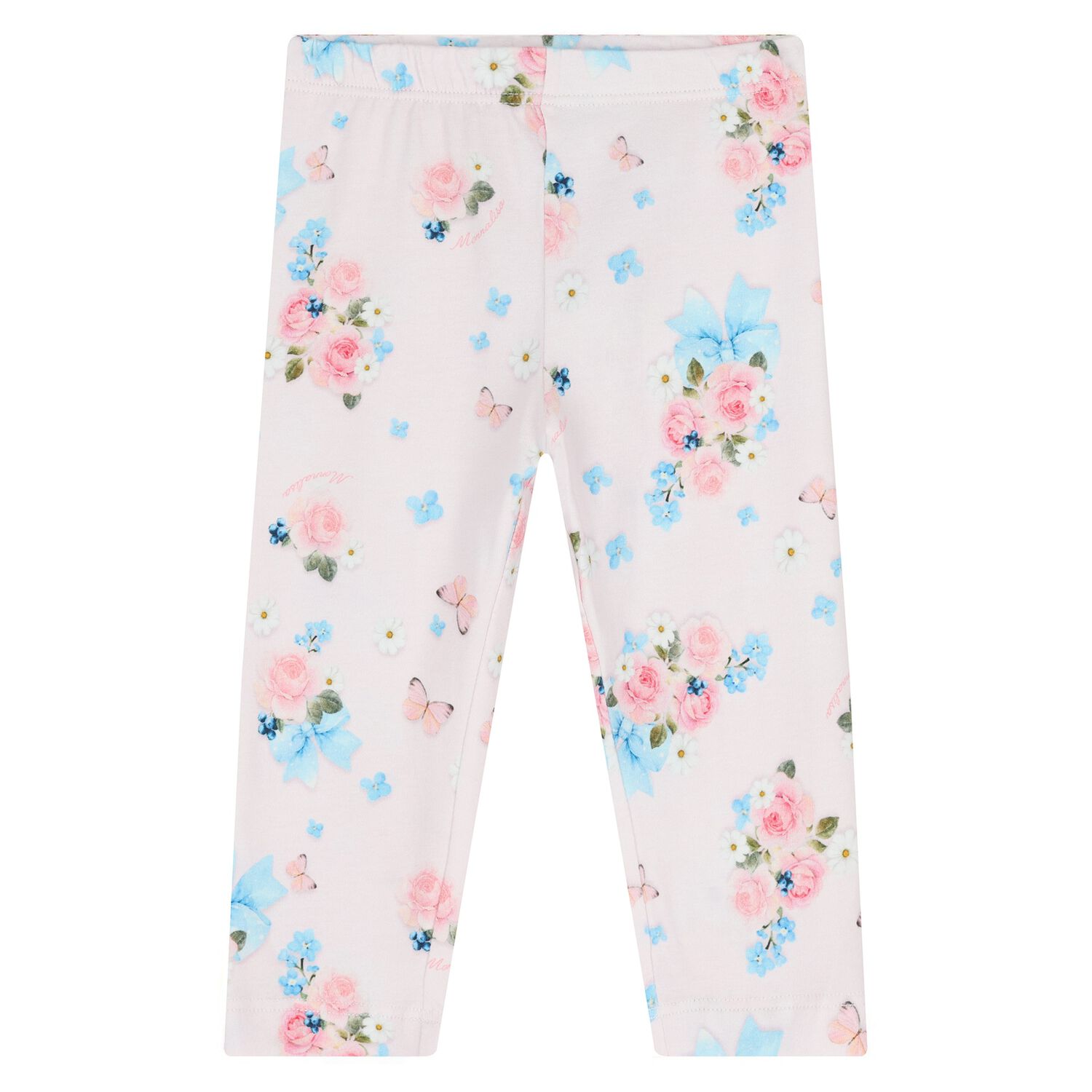 Younger Girls Pink Floral Leggings, 1, hi-res