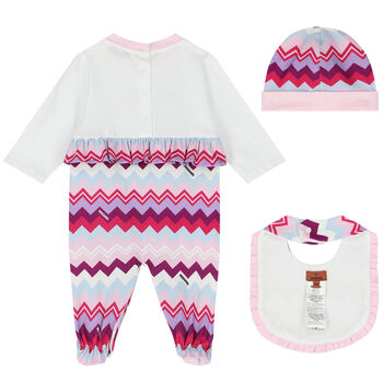 Baby Girls Purple & Pink Zigzag Babygrow Set
