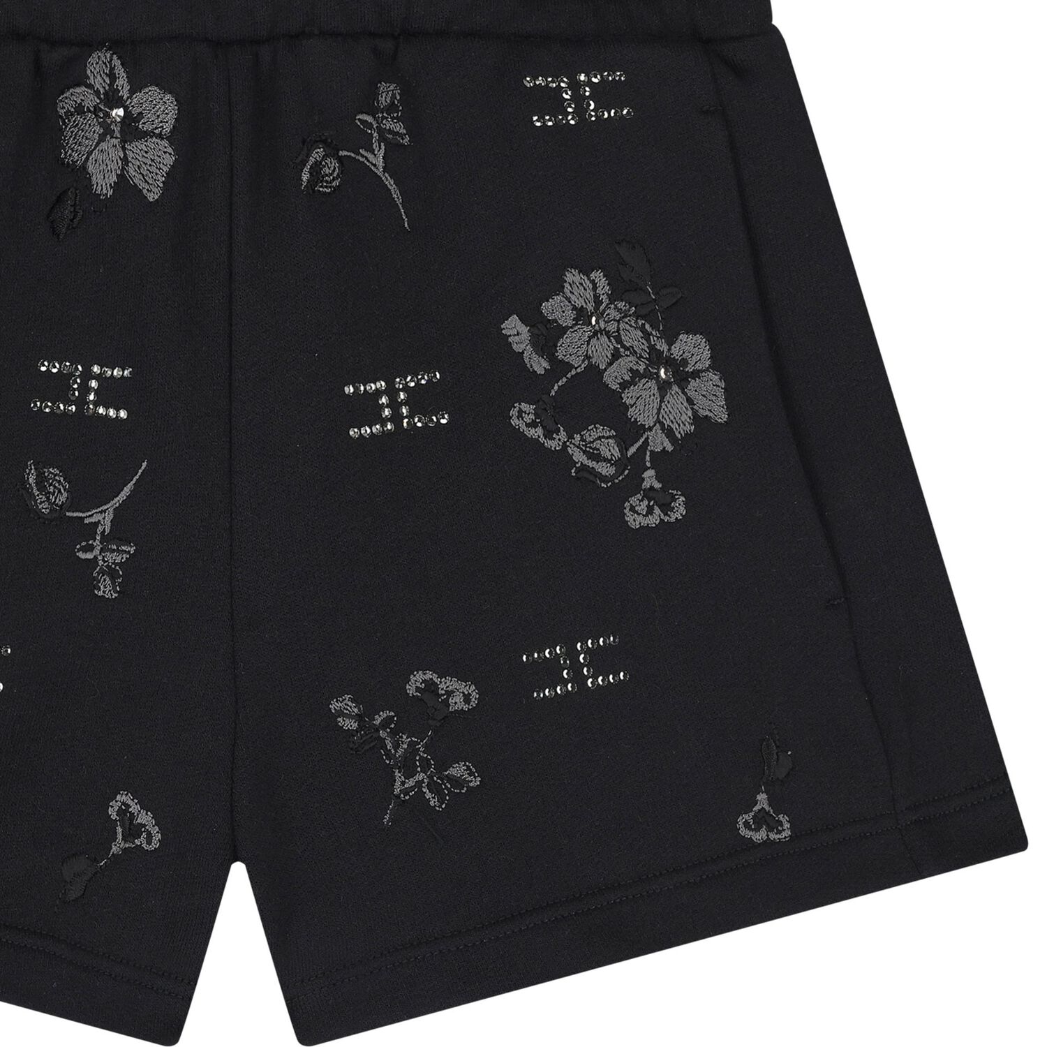 Girls Black Floral Shorts, 2, hi-res image number null