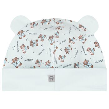 Baby Boys Blue Teddy Bear Logo Hat