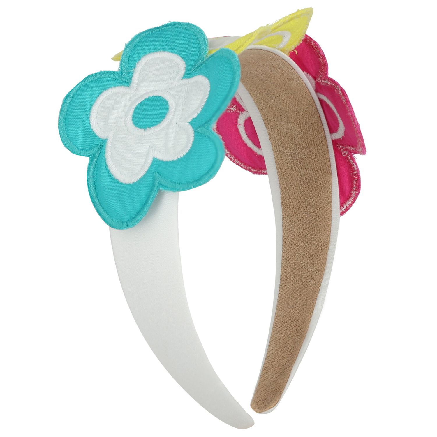 Girls Multi-Coloured Floral Applique Headband, 1, hi-res