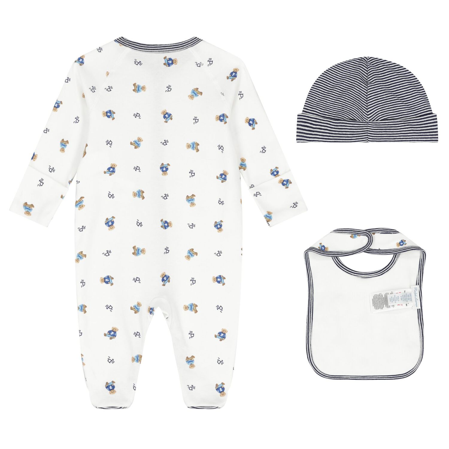 Baby Boys White & Navy Blue Logo Babygrow Gift Set, 1, hi-res image number null