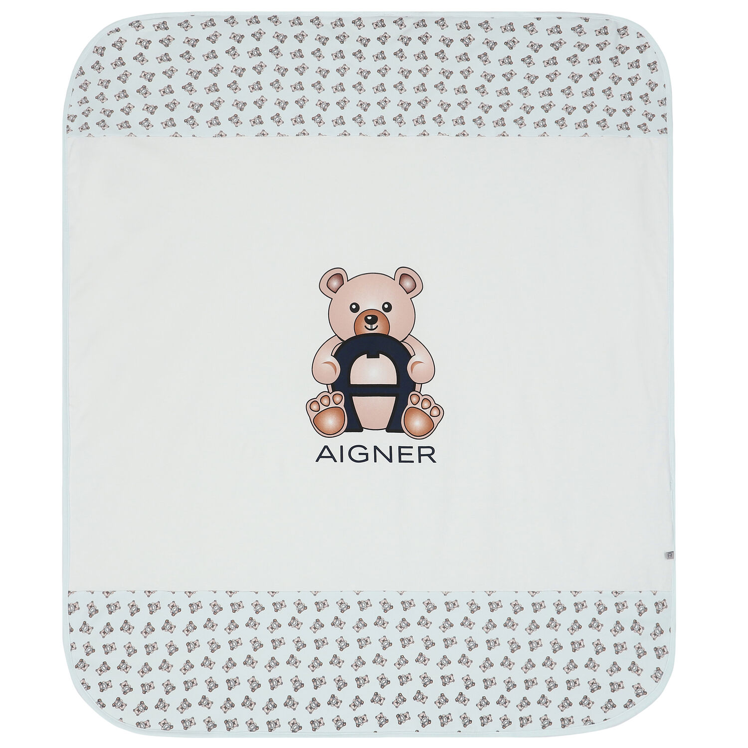 Baby Boys Blue & White Pima Cotton Logo Blanket, 2, hi-res image number null