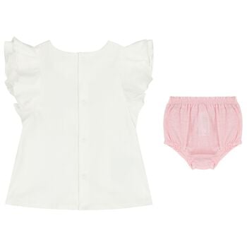 Baby Girls White & Pink Shorts Set
