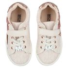 Girls Ivory & Pink Logo Trainers, 1, hi-res