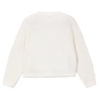 Girls Ivory Bow Knitted Cardigan, 4, hi-res