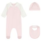 Baby Girls Pink & White Logo Babygrow Gift Set, 1, hi-res
