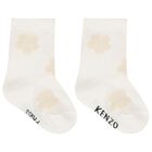 Baby Girls Pink & Ivory Flower Socks ( 2 Pack ), 1, hi-res