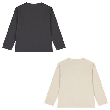 Boys Ivory & Grey Long Sleeve Top ( 2-Pack )