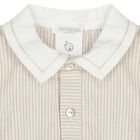 Baby Boys Beige Striped Romper, 1, hi-res