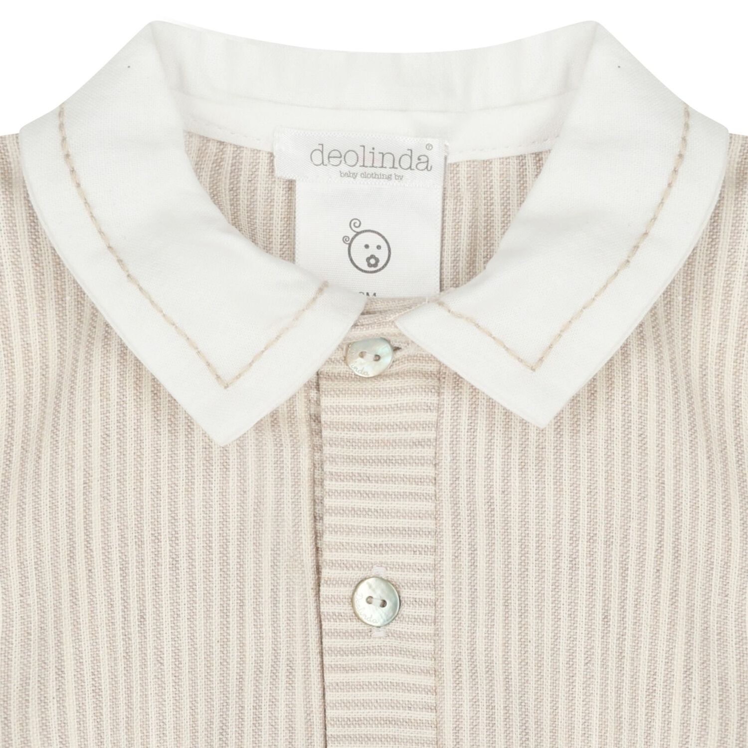 Baby Boys Beige Striped Romper, 1, hi-res