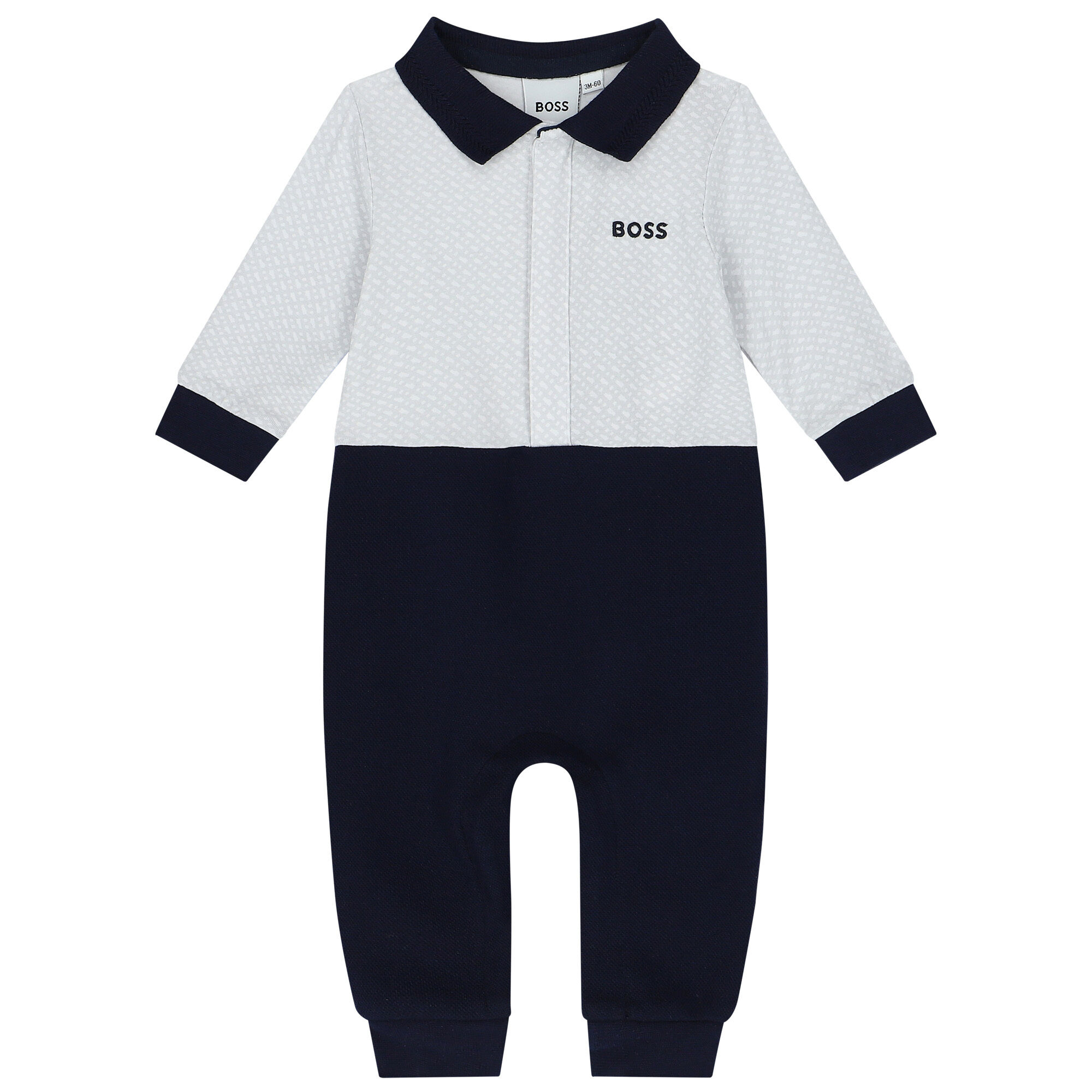 BOSS Baby Boys White Blue Logo Romper Junior Couture UAE