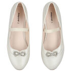 Girls Silver Diamante Bow Shoes, 3, hi-res