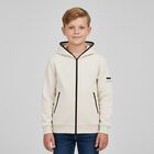 Boys Beige Zip-Up Hooded Top, 1, hi-res