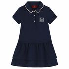 Younger Girls Navy Logo Polo Dress, 2, hi-res