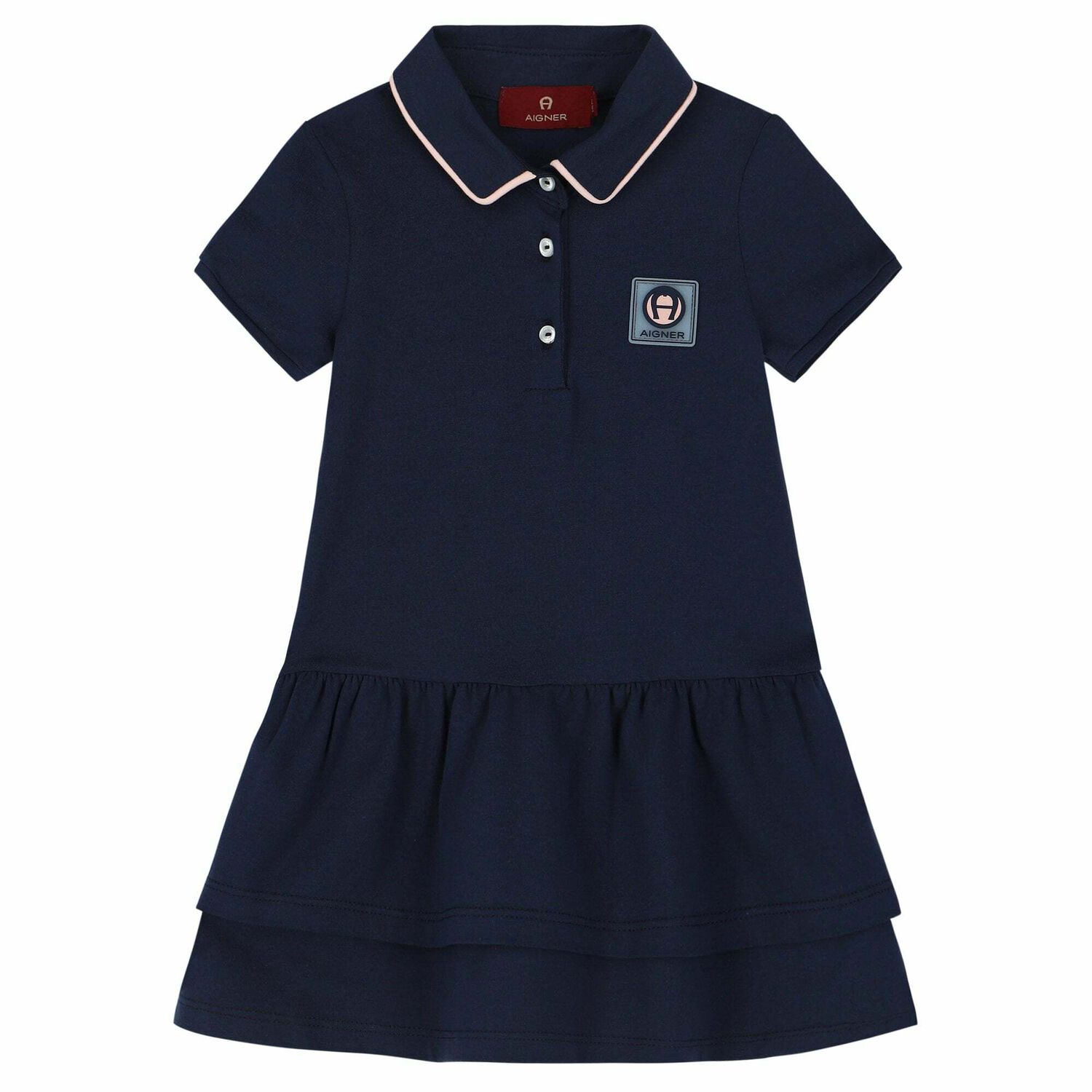Younger Girls Navy Logo Polo Dress, 2, hi-res image number null