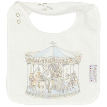 Baby Boys Ivory & Blue Carousel Bib