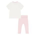 Younger Girls White & Pink Logo Leggings Set, 1, hi-res