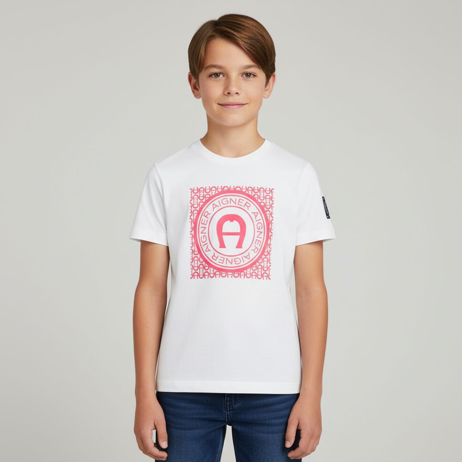 Boys White Logo T-Shirt, 3, hi-res image number null