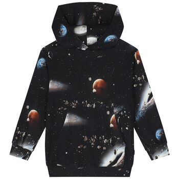 Boys Black Space Hooded Top