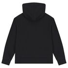 Black Logo Hooded Zip Up Top, 1, hi-res