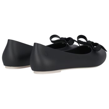 Girls Black Bow Logo Jelly Shoes