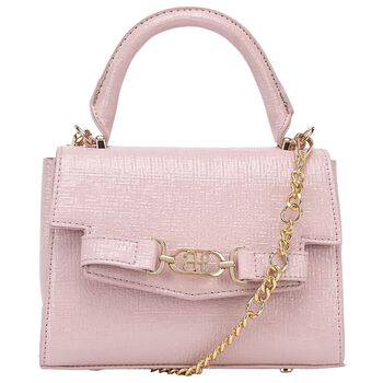 Girls Metallic Pink Textured Faux Leather Handbag