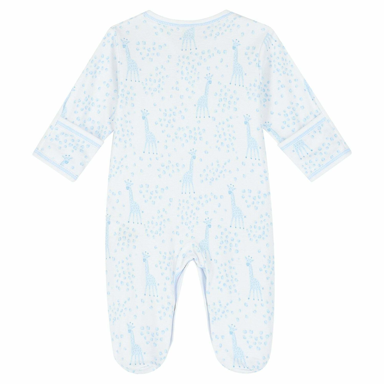 Baby Boys White & Blue Giraffe Babygrow, 2, hi-res