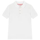 Boys White Logo Polo Shirt, 2, hi-res