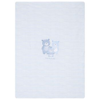 Baby Boys White & Blue Striped Blanket