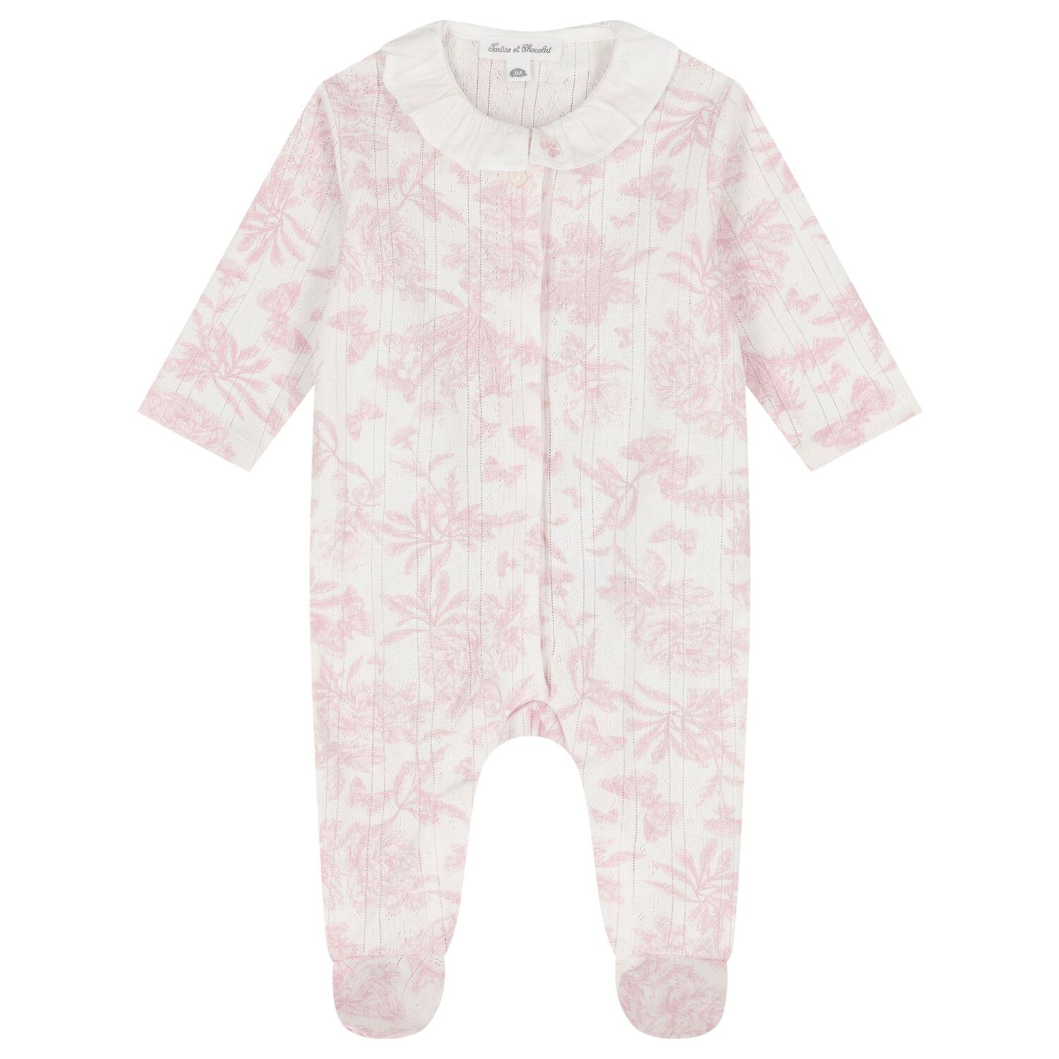 Baby Girls Pink & Ivory Toile De Jouy Babygrow Gift Set, 2, hi-res