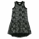 Girls Black Logo Dress, 2, hi-res